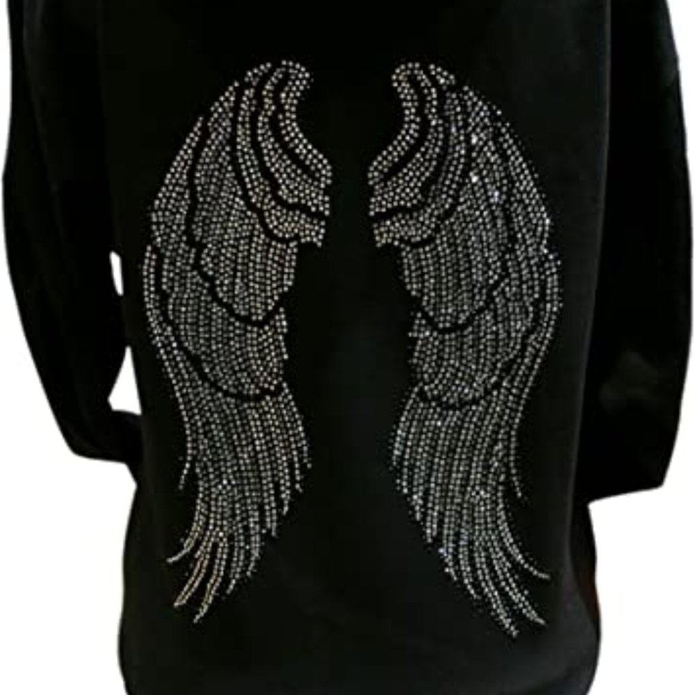 Gorgeous Black Angel Wings Zip Up Hoodie